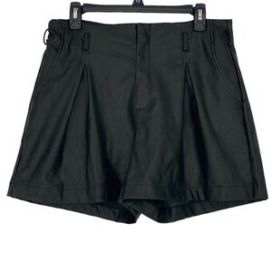 HEM & THREAD BLACK FAUX LEATHER HIGH WAISTED SHORTS WMS SZ LARGE